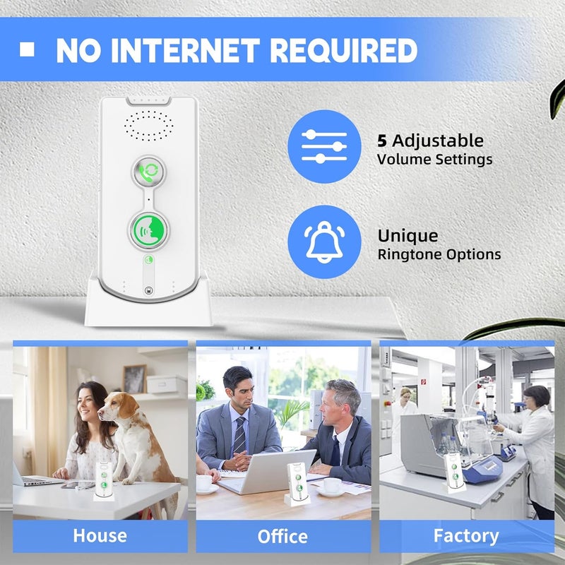SmartTail 2 Way Intercom for Home Upgraded, Portable Wireless Intercom System for House with 5 Level Volume and Ringtones Adjustment Rechargeable for Hospital Hotel Office Business 2 Pack(White) - Image 4
